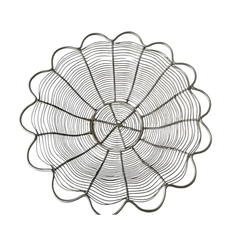 Late 20th Century Large 16” Industrial Style Grey Wire Centerpiece Basket